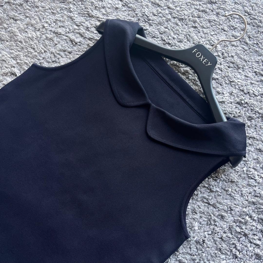 FOXEY 40 濃紺 衿ニット
