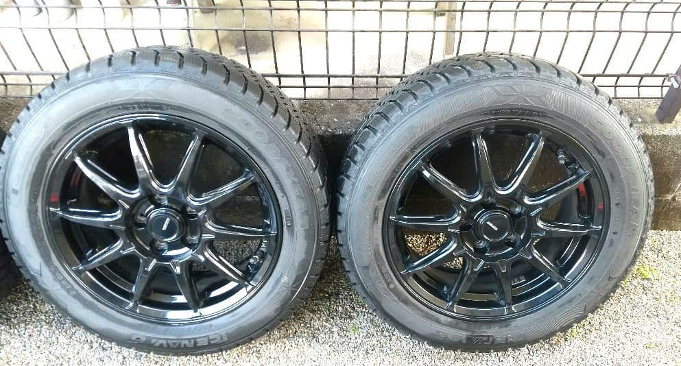 15インチ ブラック スポークホイール スタッドレスタイヤの4本セット