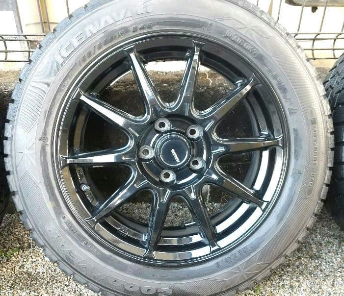 15インチ ブラック スポークホイール スタッドレスタイヤの4本セット