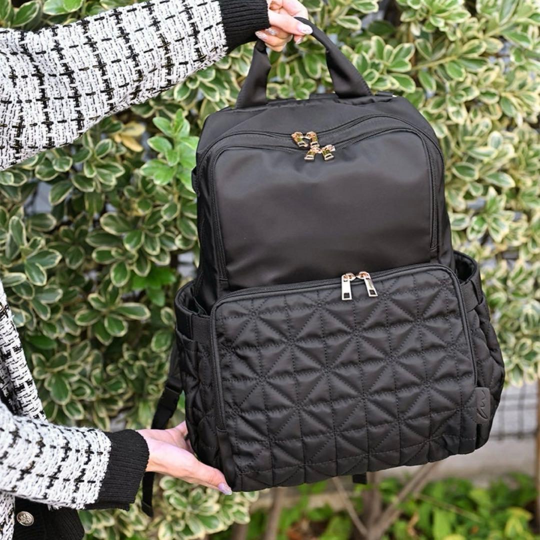 しまむら MUMU 多機能キルティングリュック ブラック