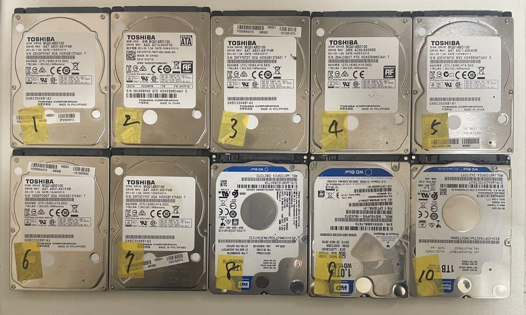 2.5インチ内蔵型HDD 1000GB×10個　正常動作品