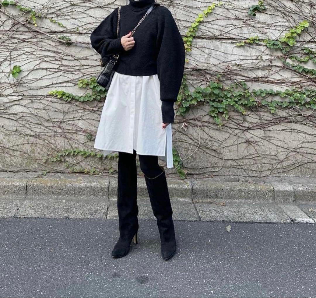 美品♡【Cygne】タートルニット コクーンスリーブ Rene ブラック 黒