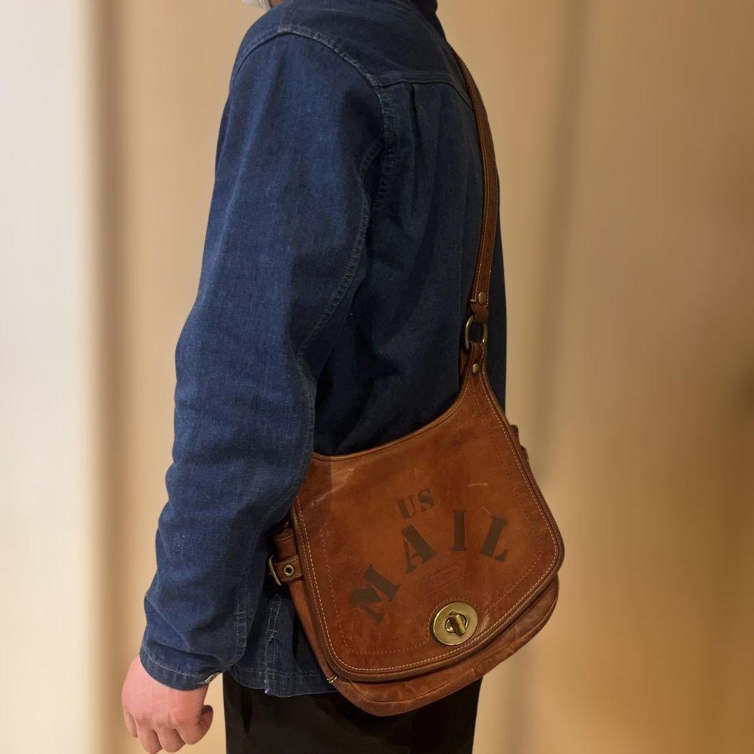 珍品　OLDコーチ　US MAIL ショルダーバッグ　ターンロック　ブラウン