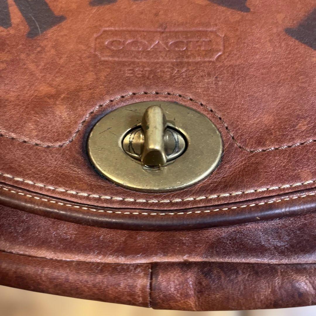 珍品　OLDコーチ　US MAIL ショルダーバッグ　ターンロック　ブラウン