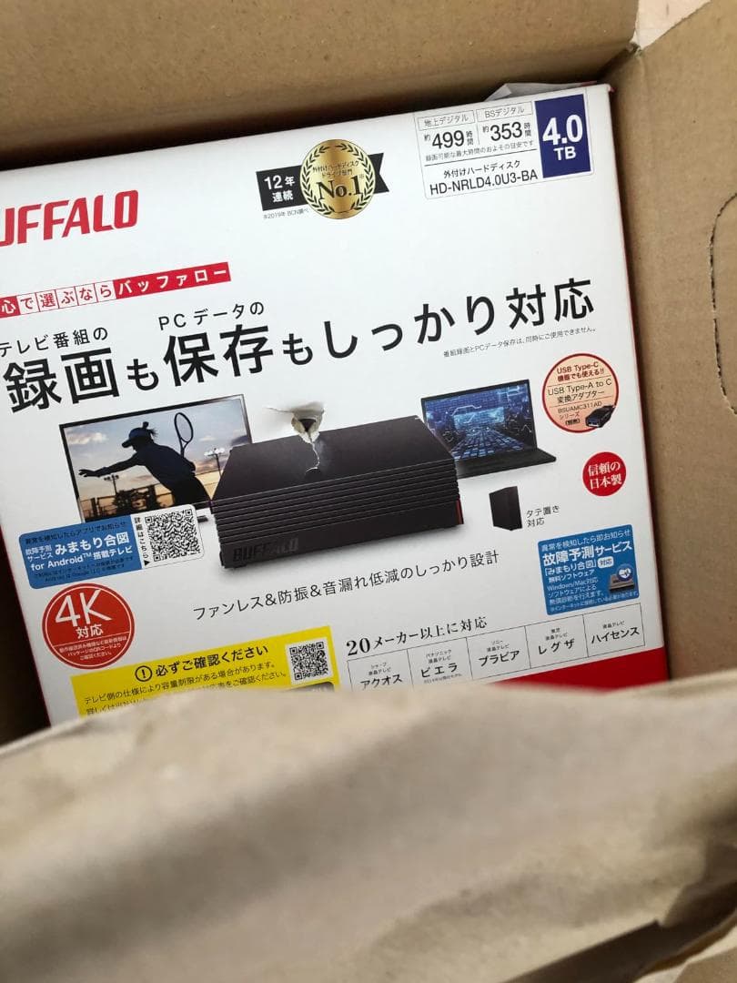 バッファロー HD-NRLD4.0U3-BA 4TB 外付けハードディスクドラm