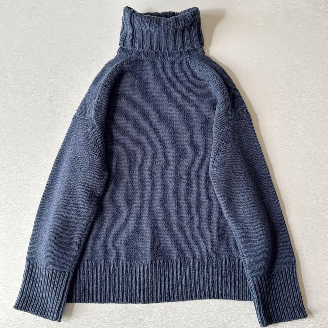 ファインウール タートルネックプルオーバー ダークブルー