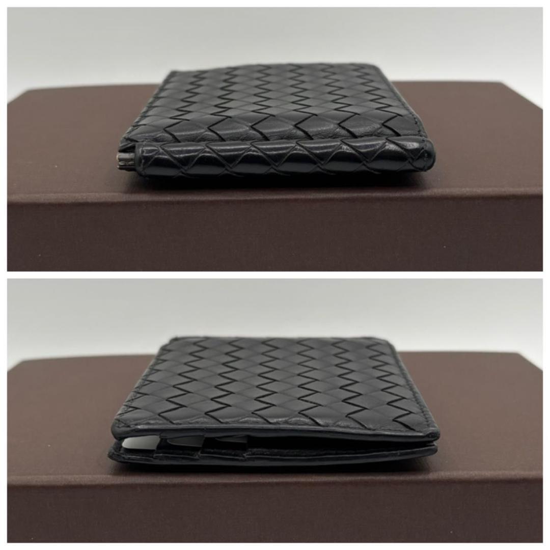 美品　ボッテガヴェネタ　イントレチャート　マネークリップ　折り財布　黒　お札入れ