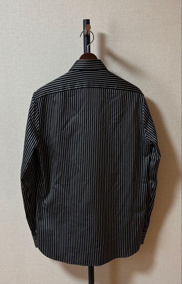 サンローラン 19ss 黒金ストライプシルク混シャツ