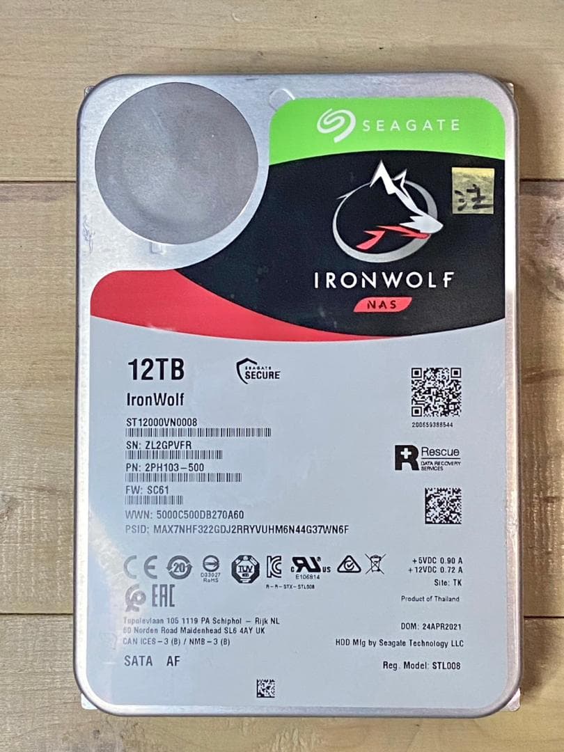 外付けハードディスク・ドライブ Seagate IronWolf 12TB HDD