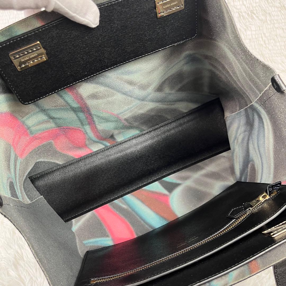 GIORGIO ARMANI レザー　トートバッグ　ブラック　A4収納