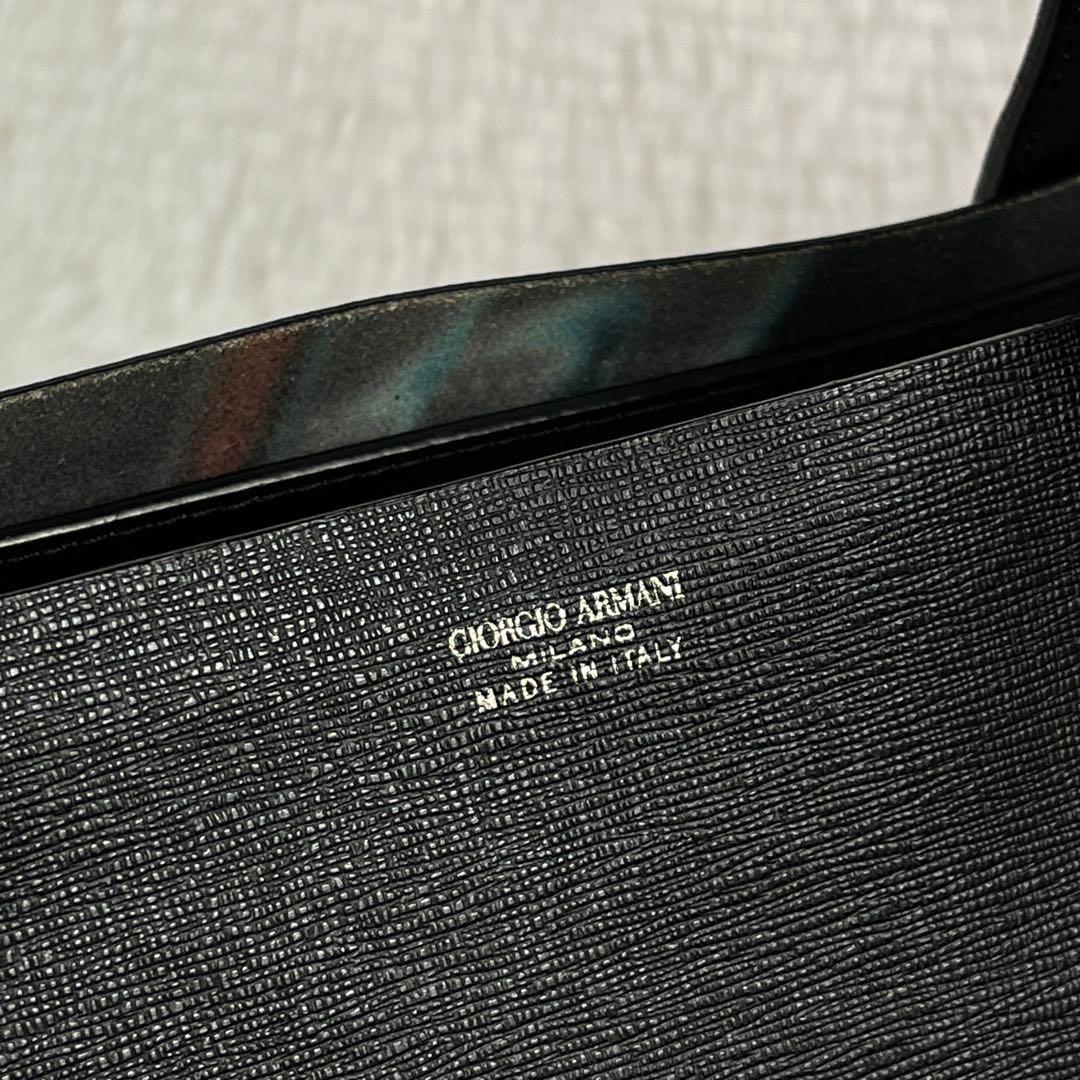 GIORGIO ARMANI レザー　トートバッグ　ブラック　A4収納