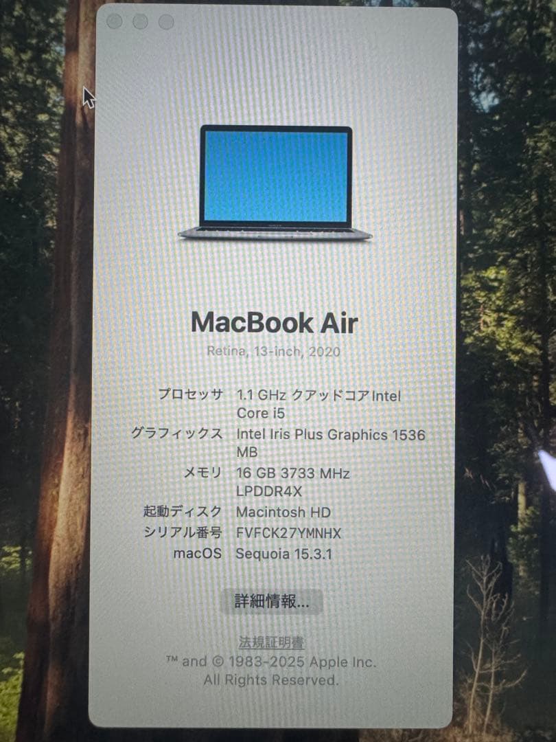 【16GB】MacBook Air 2020 バッテリー正常