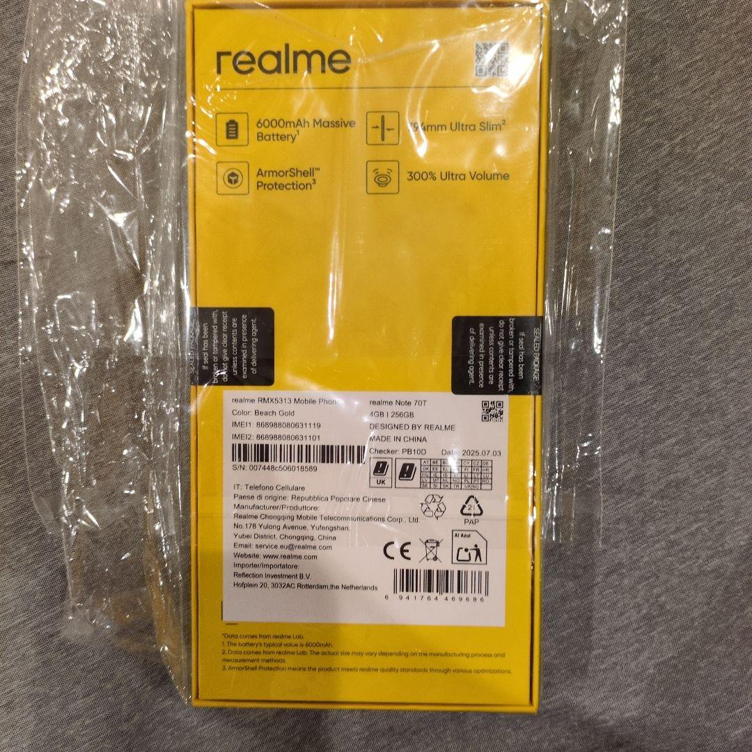 realme Note 70T 4GB+256GB 金色