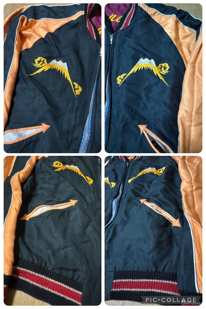 東洋 リバーシブル スカジャン スーベニアジャケット 日本地図 鷹 Mサイズ