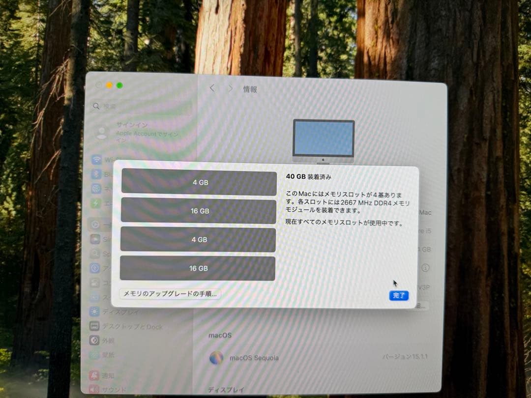 Apple iMac 27インチ　メモリ40G 容量1TB
