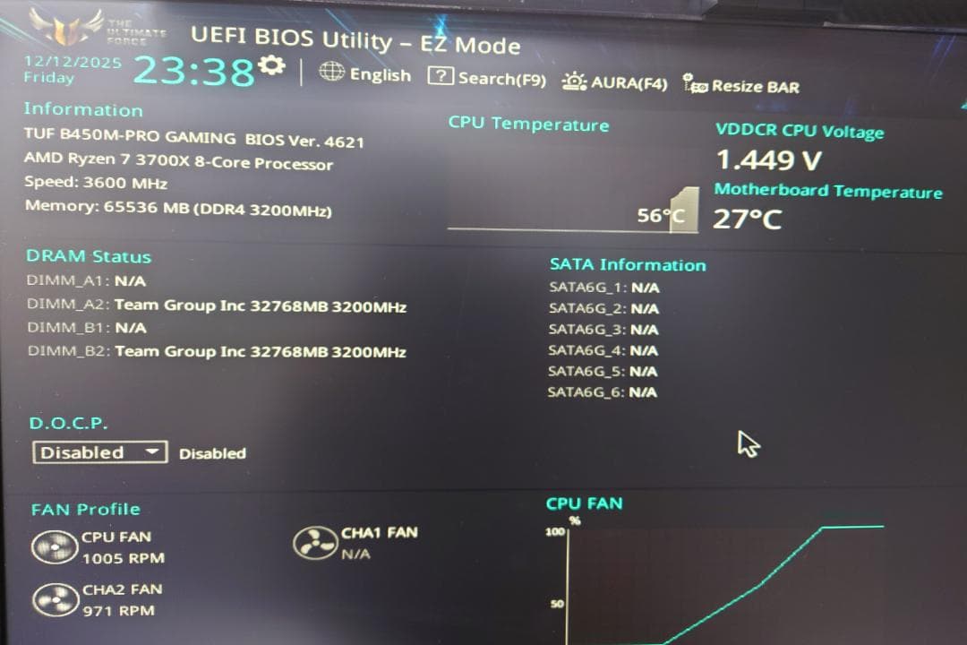 TUF B450M-PRO GAMING Ryzen 7 3700X メモリー