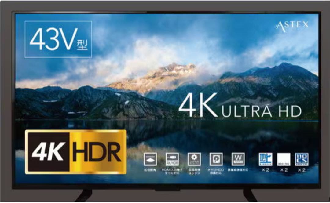 【美品】ASTEX 43インチ4K/HDR対応 液晶テレビ AX-KH43S