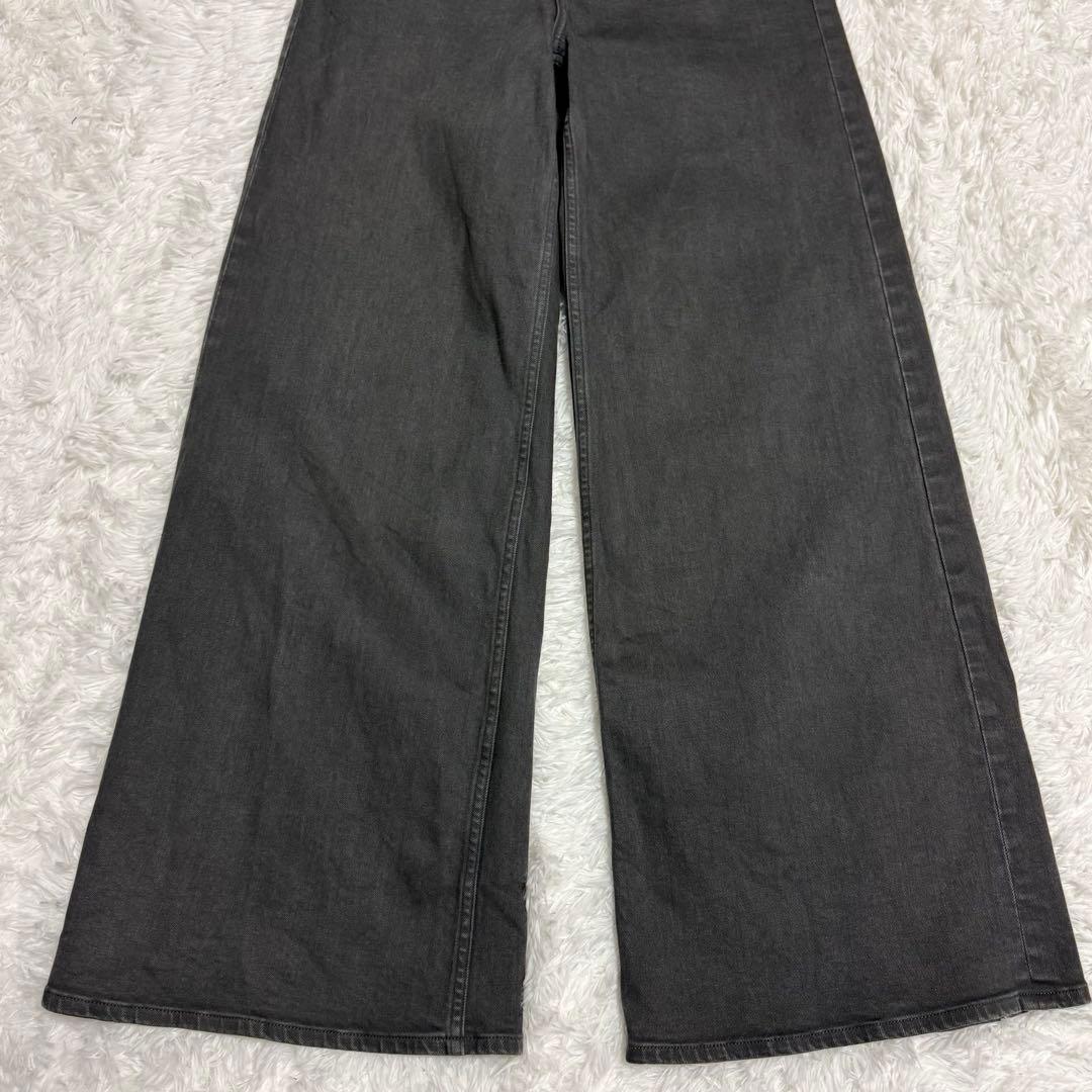 YANUK ヤヌーク ワイド フレア デニム 26 ブラック グレー