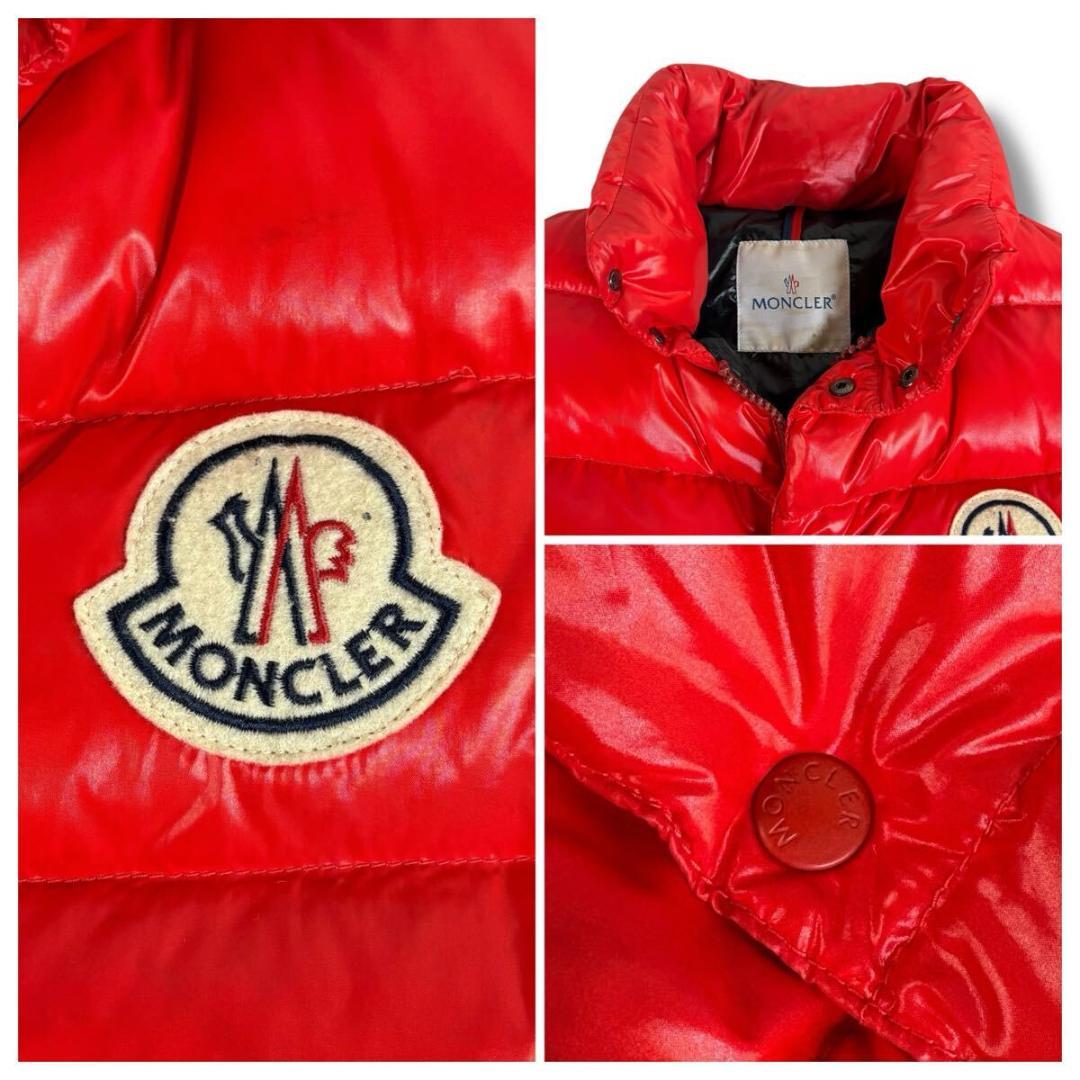 【美品】MONCLER ダウンベスト ジレ チベット ワッペン レッド 2サイズ