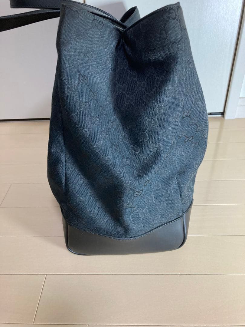 ☆GUCCI☆ 大型トートバック　GG柄　ブラック　キャンパスレザー
