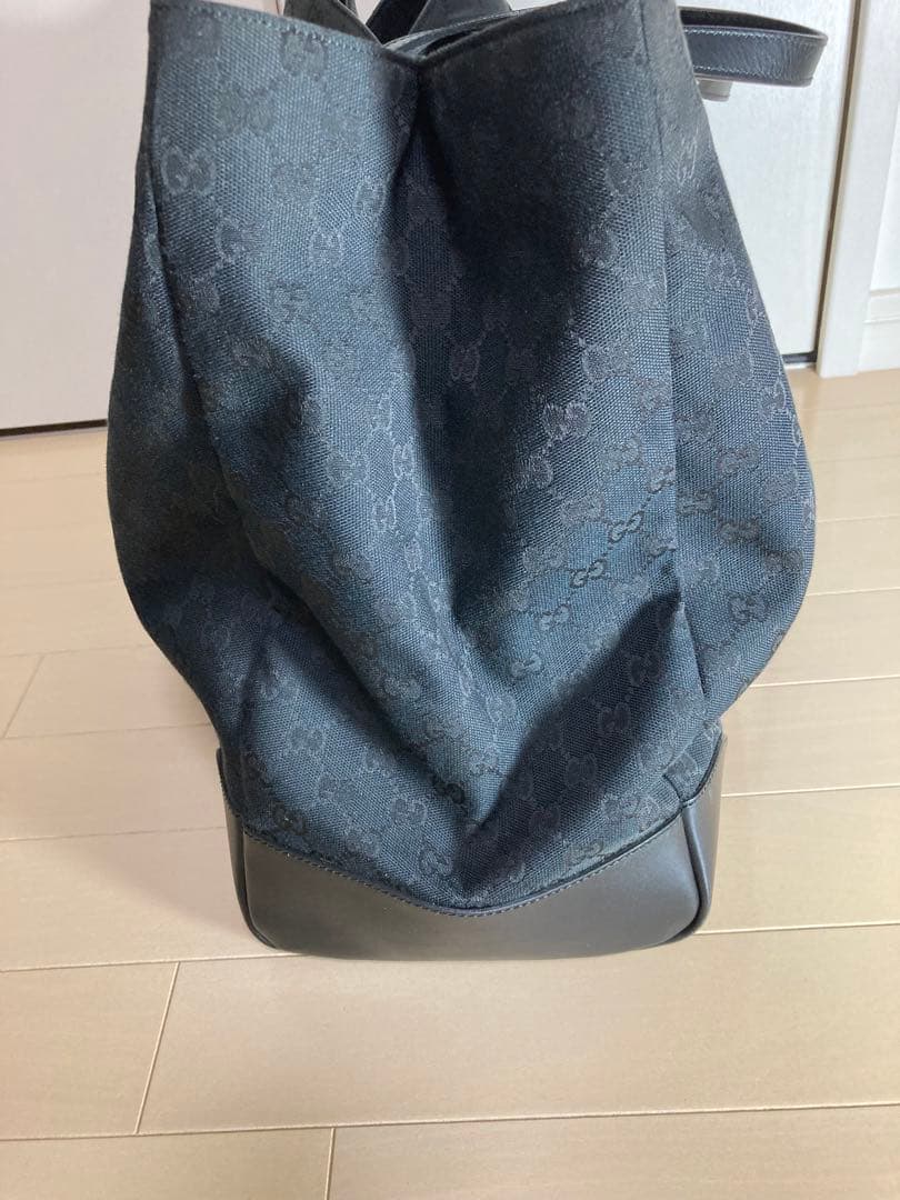 ☆GUCCI☆ 大型トートバック　GG柄　ブラック　キャンパスレザー