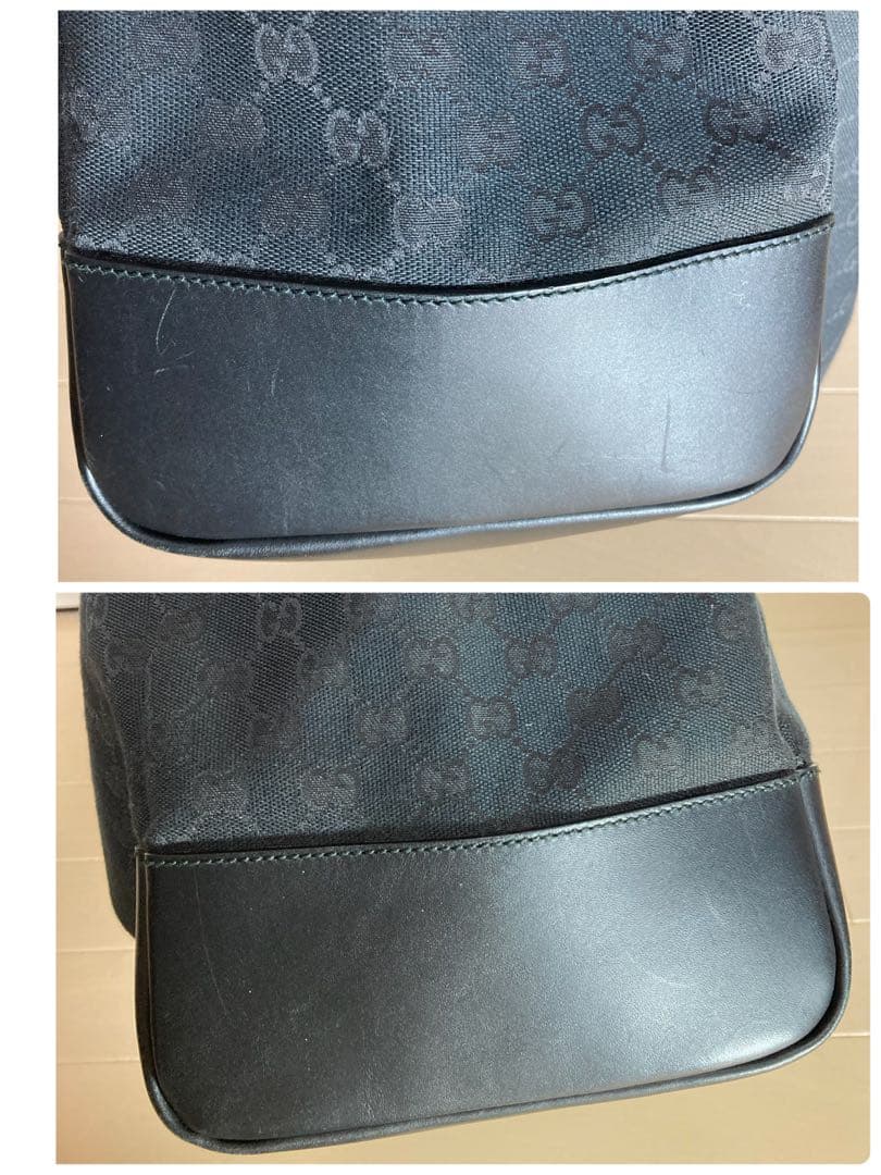 ☆GUCCI☆ 大型トートバック　GG柄　ブラック　キャンパスレザー