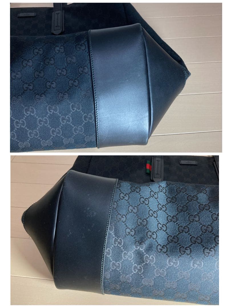 ☆GUCCI☆ 大型トートバック　GG柄　ブラック　キャンパスレザー