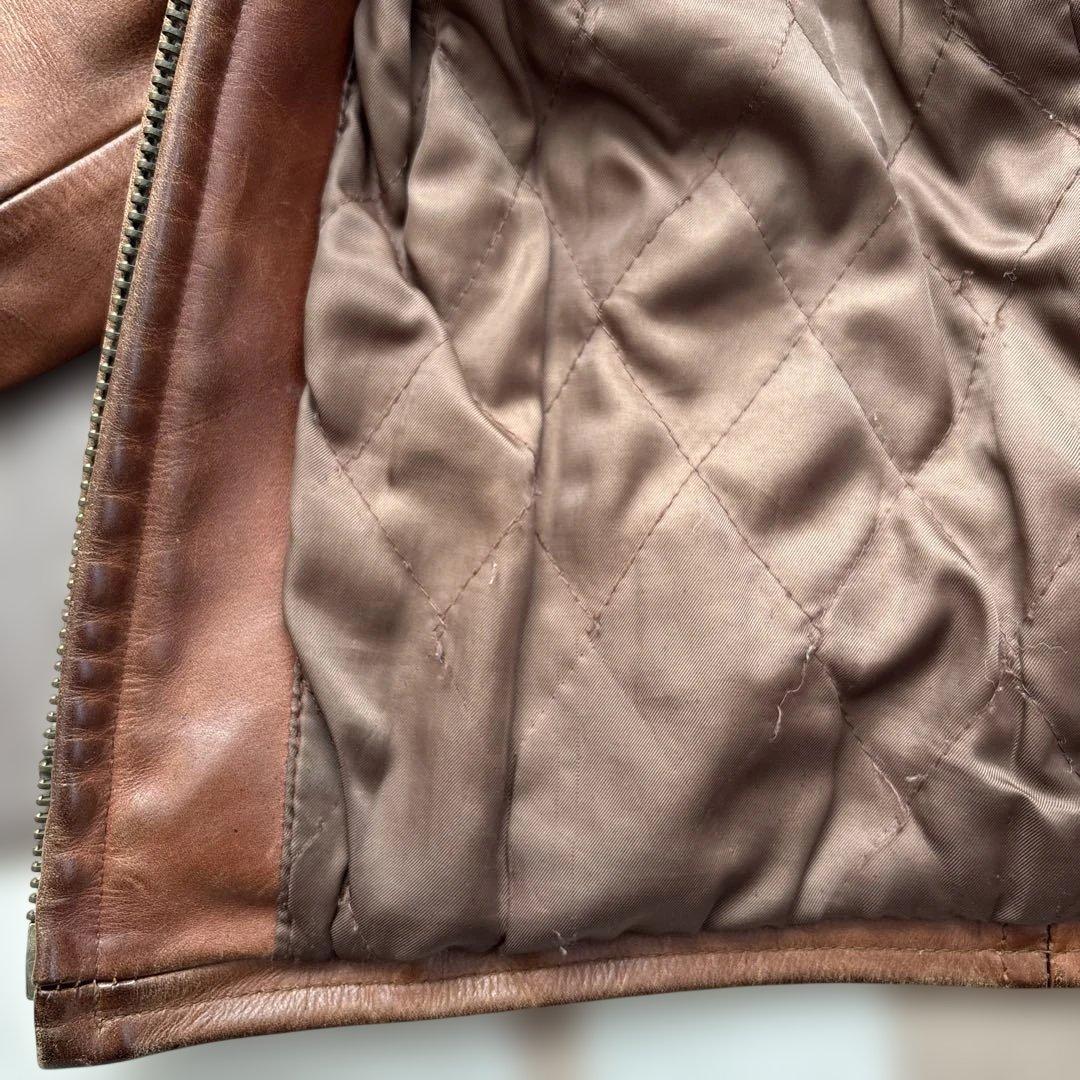 krystal98hh　ブラウンレザー シングルライダースジャケット