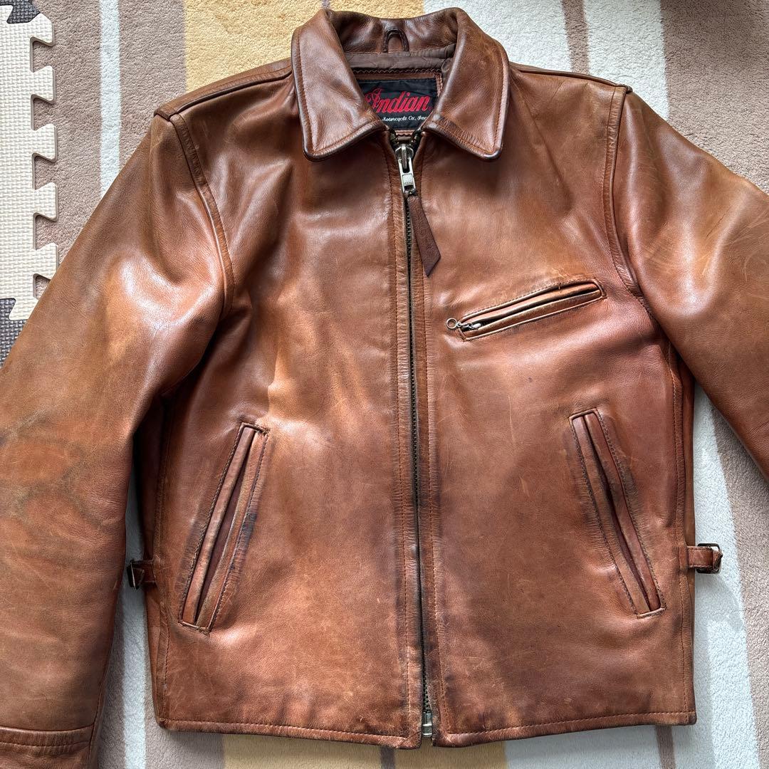 krystal98hh　ブラウンレザー シングルライダースジャケット