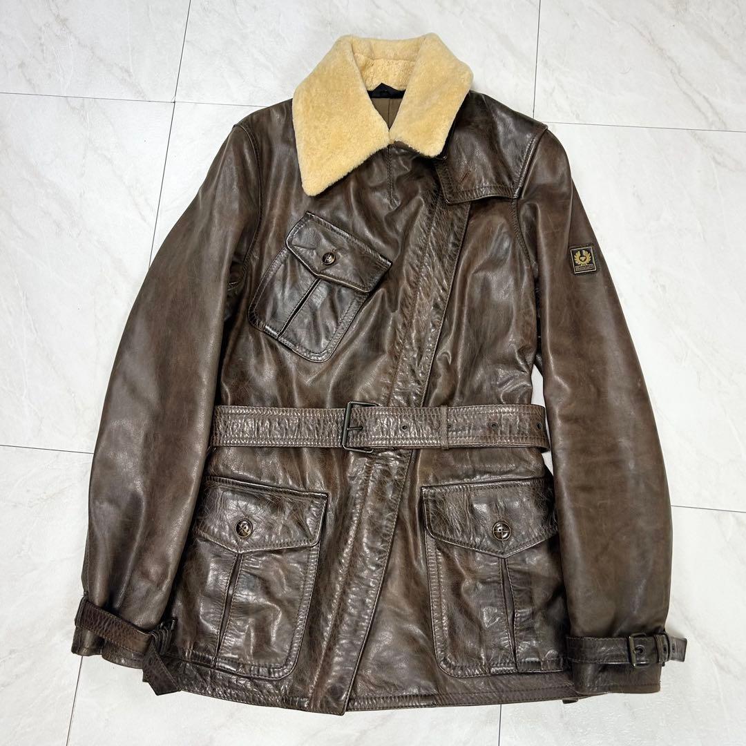 名作 Belstaff ゴールドレーベル レザー パンサージャケット 本革 42