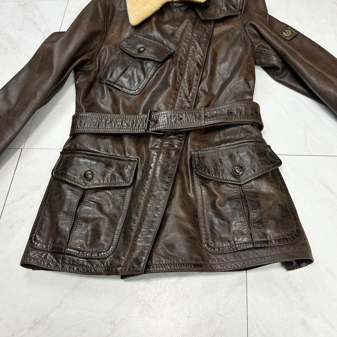 名作 Belstaff ゴールドレーベル レザー パンサージャケット 本革 42