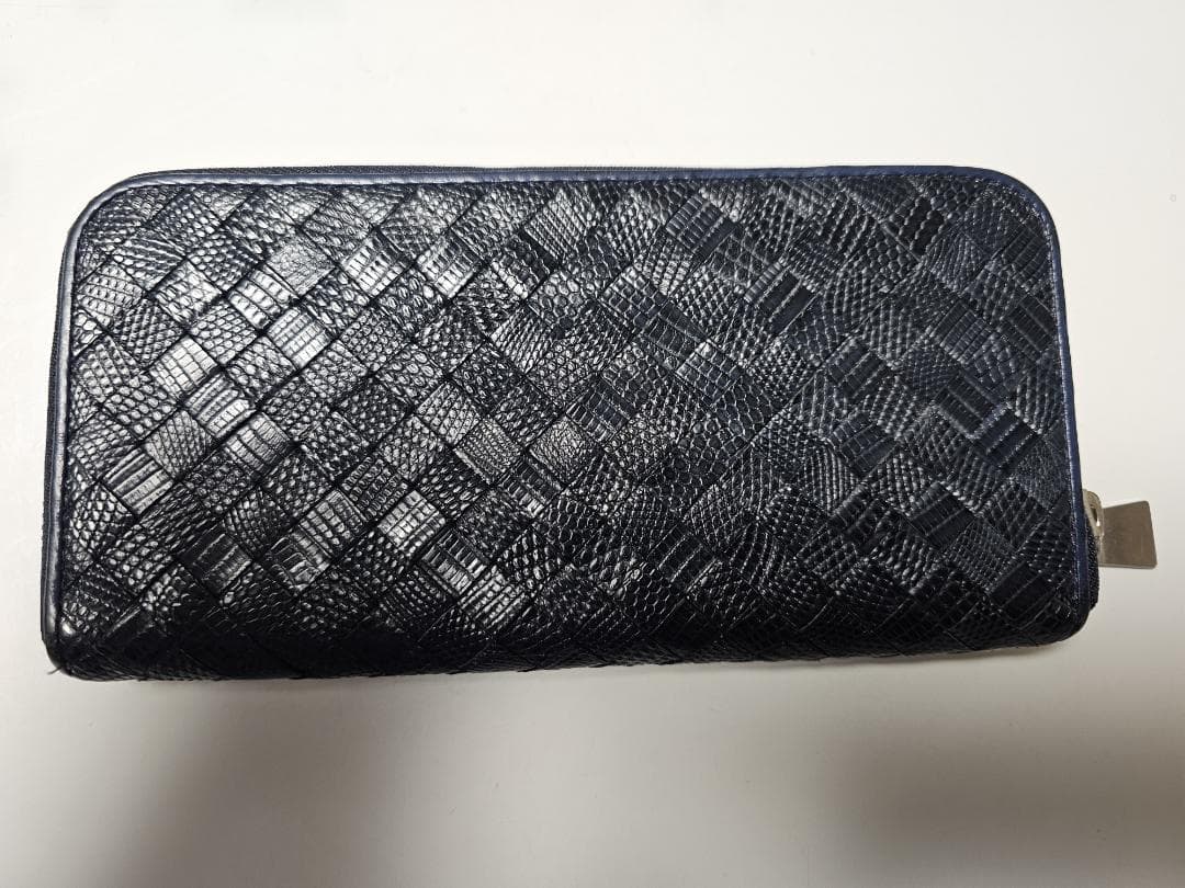 aniary リザード革長財布 ネイビー イントレチャート