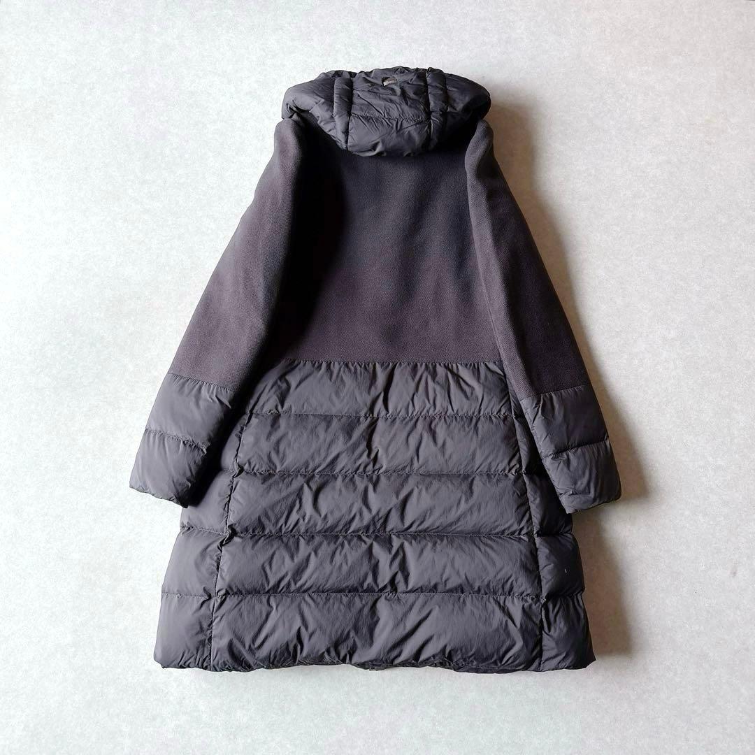 美品★HERNO｜定価21万 ウール 異素材切替 ロングダウン グレー 44