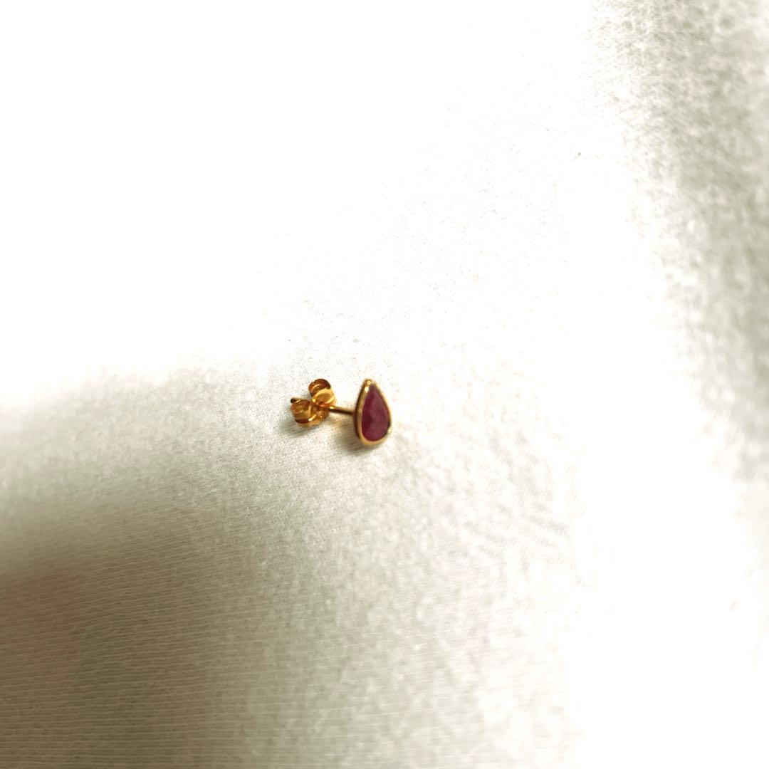 artida oud K10 ペアシェイプ　ルビー スタッド　シングルピアス