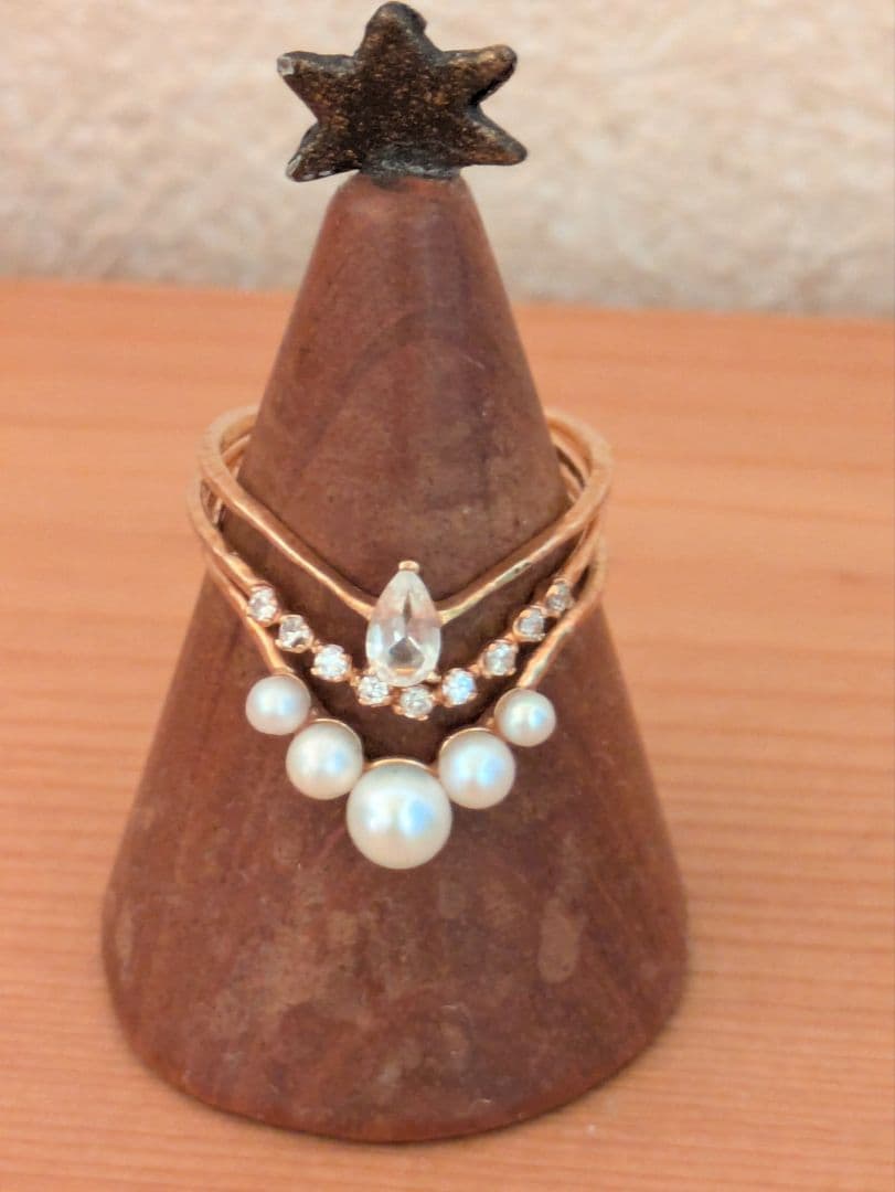 【新品】シエラ★パール・ダイヤ重ね付けリングセット