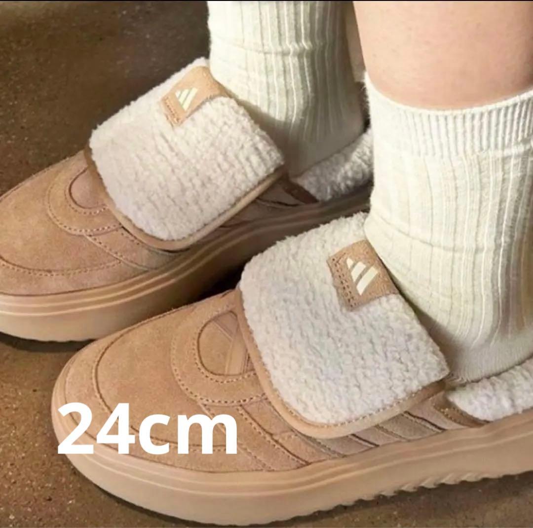 新品未使用 adidas グランドコート ミュール モコモコ サンダル 24cm