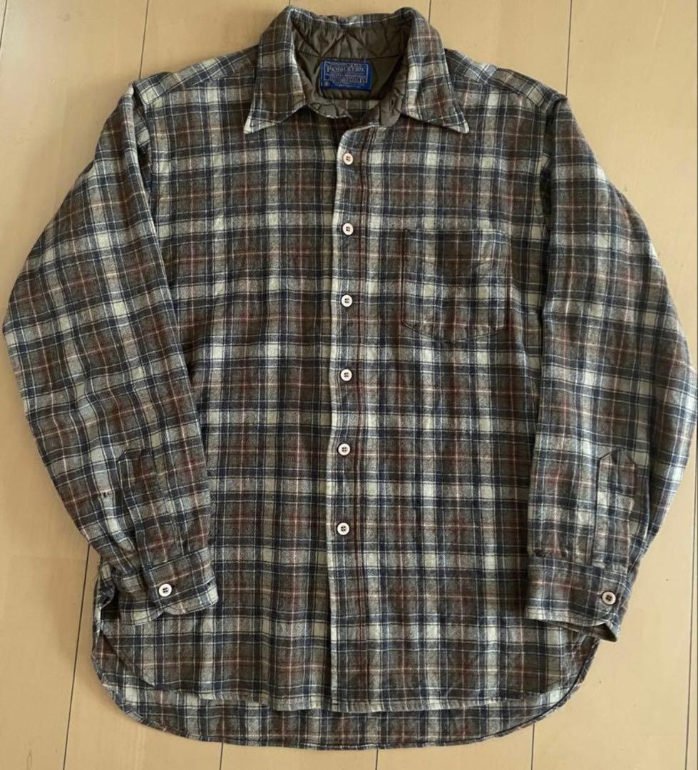 70s ペンドルトン　ウールシャツ　ヴィンテージ チェックシャツ ブラウン