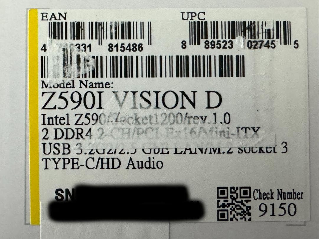 【中古】GIGABYTE Z590I VISION D ITXマザーボード