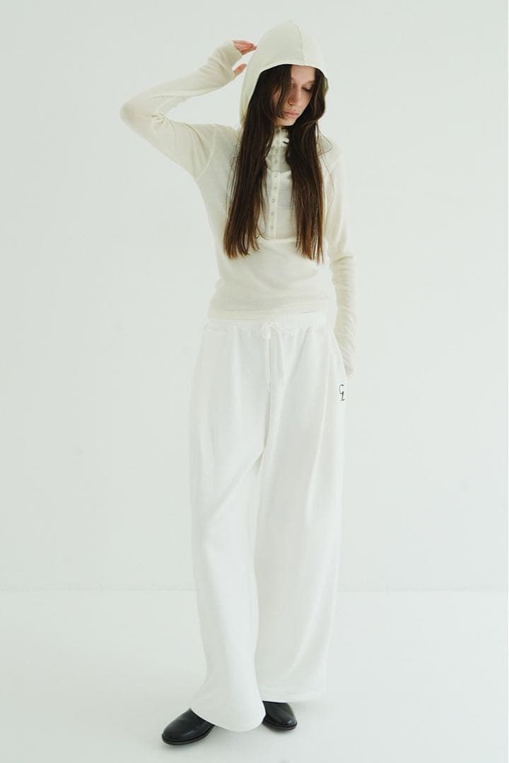 clane WOOL RIB HOODED TIGHT TOPS アイボリー 1