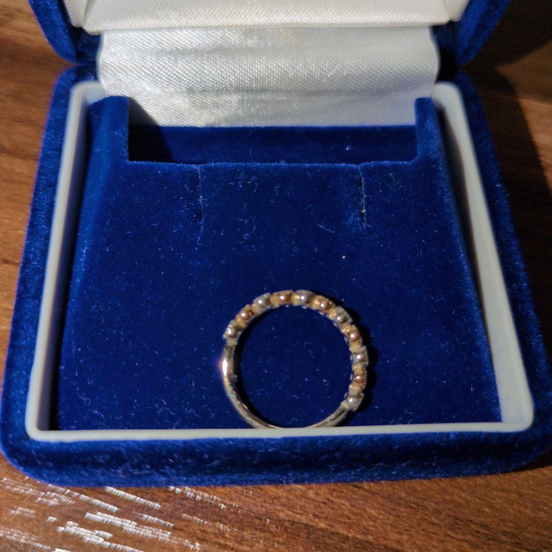 猫*事様 K18、Pt900コンビリング　プチダイヤ✨ミル打ち　ピンキー