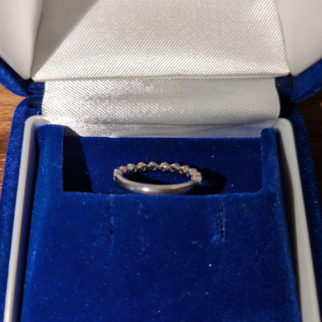 猫*事様 K18、Pt900コンビリング　プチダイヤ✨ミル打ち　ピンキー