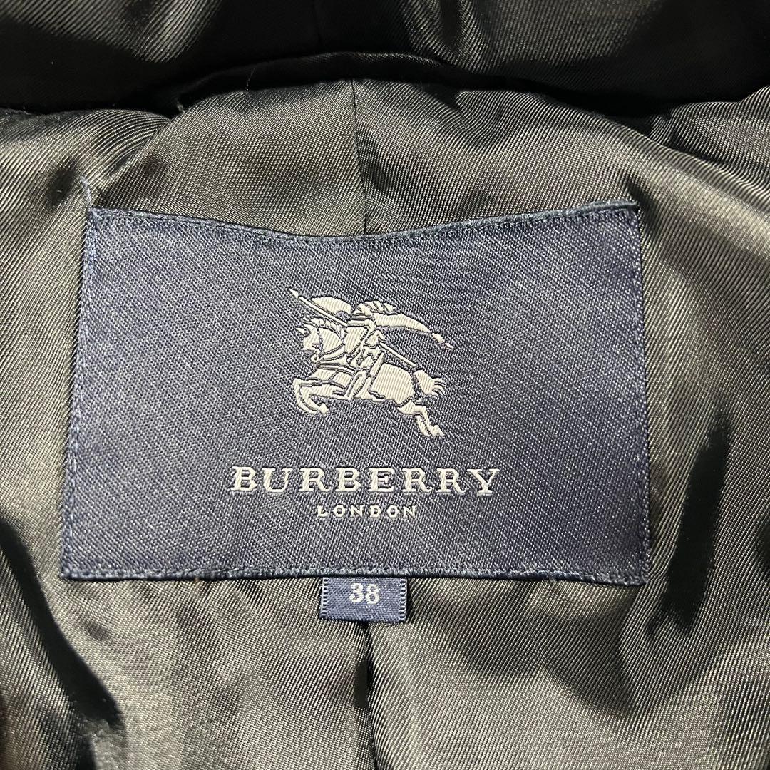 バーバリーロンドン ダウンコート ノバチェック ネイビー 38 M ロング丈