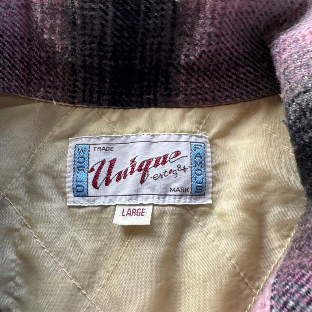 好配色ピンク黒白 WORLD unique オンブレジップネルシャツサイズ　L