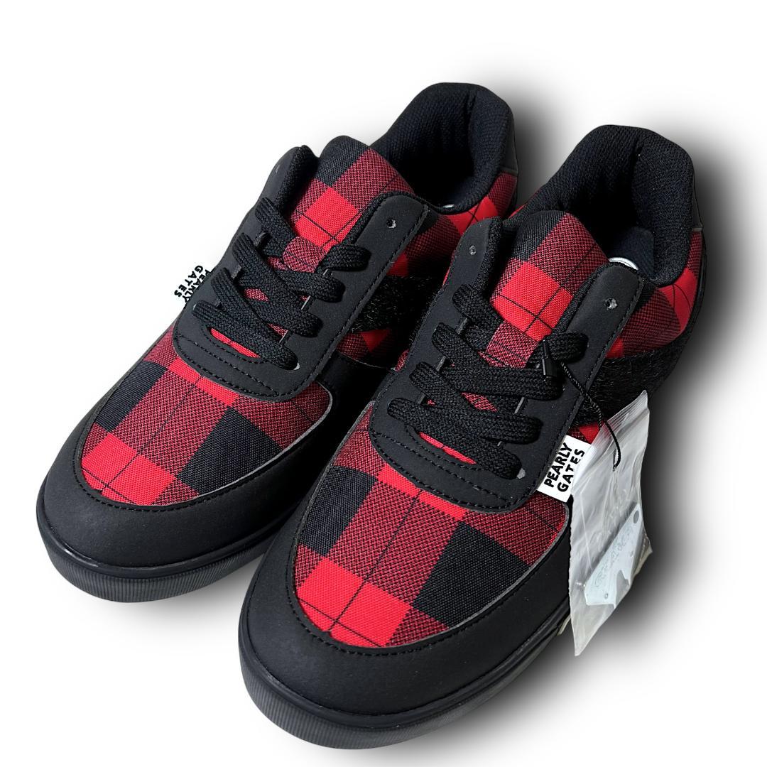 24.5cm パーリーゲイツ バッファローチェックゴルフシューズ 箱有り