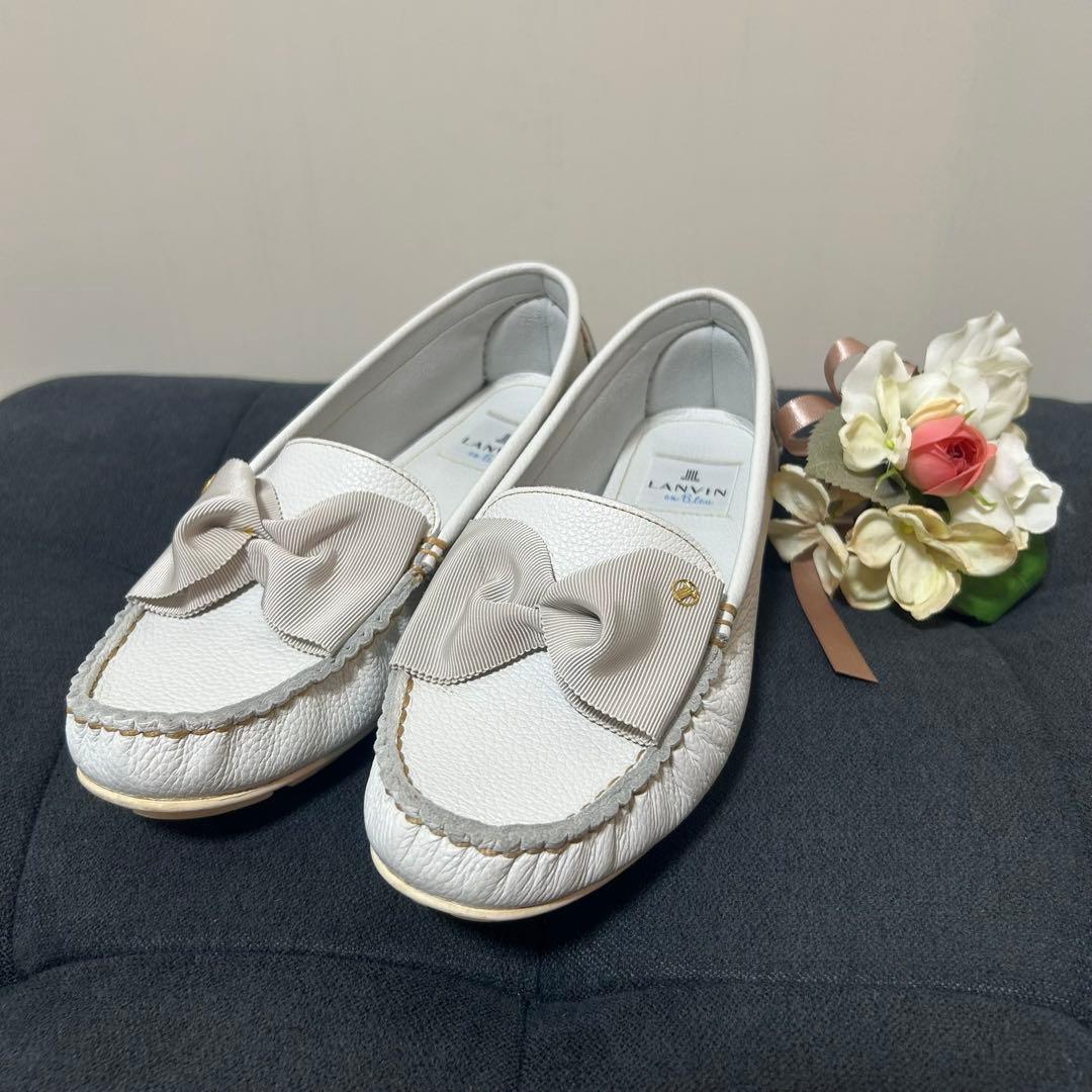 なおっち【美品】LANVIN en Bleu リボン付きモカシン 23cm