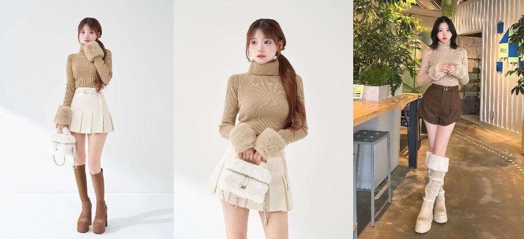 ダーリッチ darich スムースファーリブニットトップス ブラック BLK