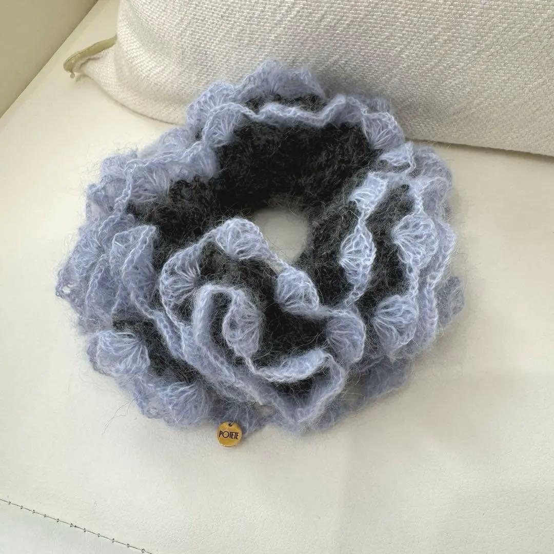 新品　potete ニットシュシュ　グレー