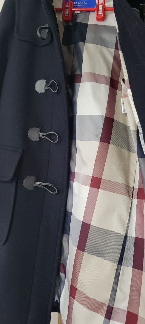 未使用に近い。BLUE LABEL、 ダッフルコート チェック裏地