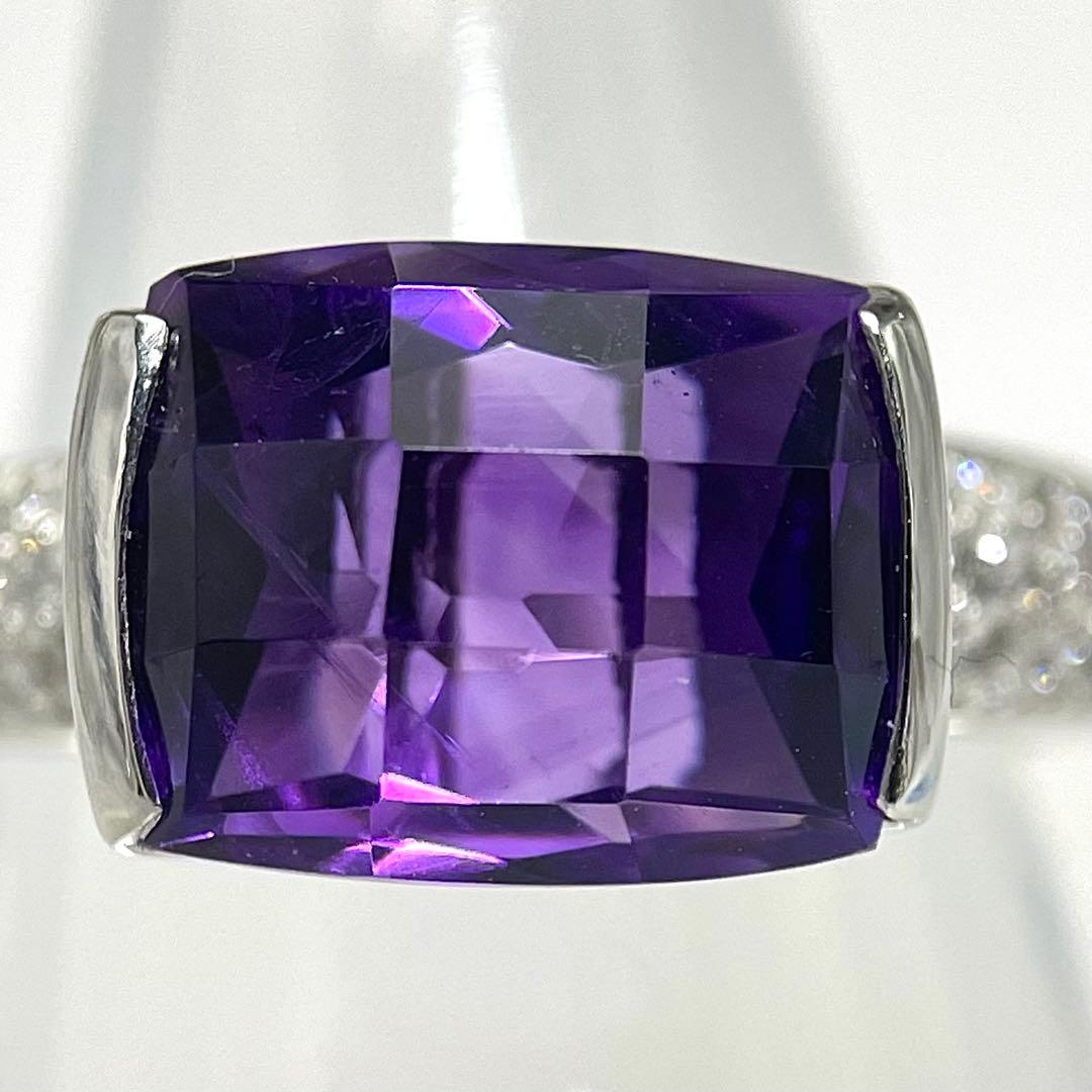 アメジスト リング ダイヤモンド プラチナ ダイヤ 指輪 Pt 16号 13号