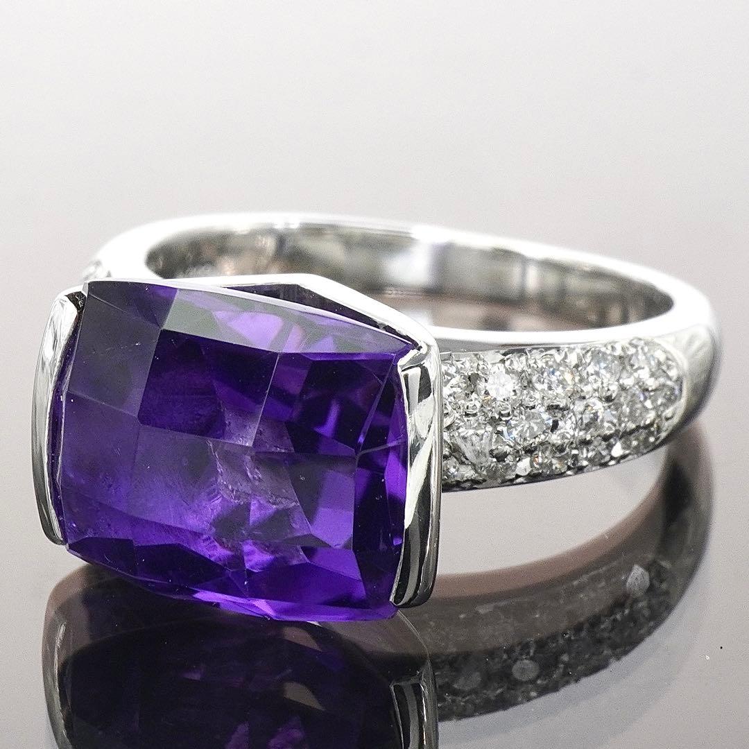 アメジスト リング ダイヤモンド プラチナ ダイヤ 指輪 Pt 16号 13号